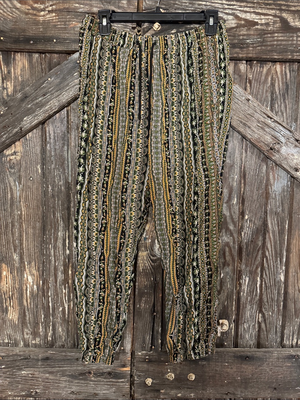 Women's Olive & Mustard Striped Boho Joggers